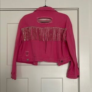 Pink Rhinestone Fringe Women's Jacket Perfect for a Bachelorette!